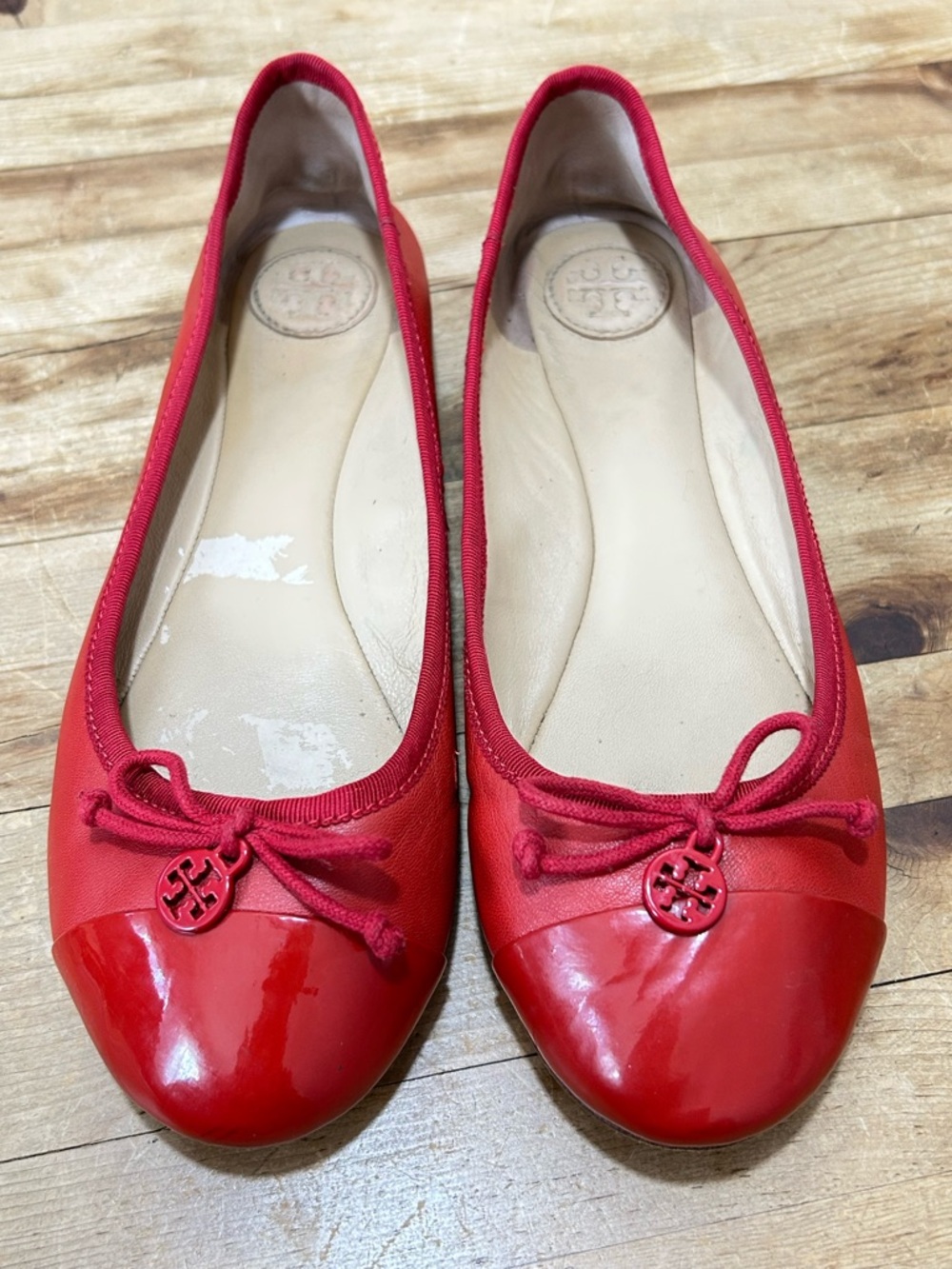 Tory Burch Chelsea Red Leather Charm Ballet Flats 8.5